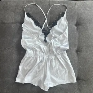 Salua Stardust Silver-Grey & Black Silk Mini Romper Lingerie thumbnail 11