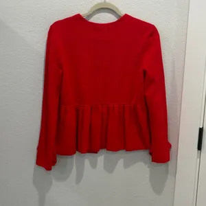 By Anthropologie Red Bolero‎ One Button Peplum Open Front Blazer Jacket Size S thumbnail 7