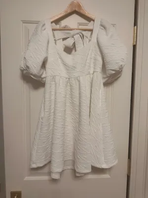 Free People White Violet Puff Sleeve Mini Dress - Size(S) thumbnail 3