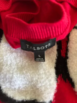 Talbots Cashmere Blend PENGUINS Knit Sweater Sz L Red CrewNeck Fuzzy Soft Lightw thumbnail 5