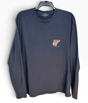 Vineyard Vines Mens XL Navy Blue Basketball Graphic Long Sleeve Pocket T-Shirt thumbnail 1