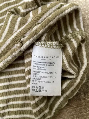 American Eagle | Green striped lettuce hem top size xs thumbnail 5