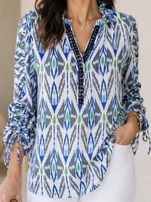 Chico’s Ikat Print Woven 40th Anniversary Limited Edition Blouse Top 1.5 US 10 thumbnail 1