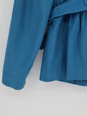 L.L.Bean Cumberland Jacket Women’s Mediim Regular Teal Blue Belted Cotton Trench thumbnail 12