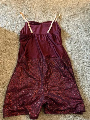 Revolution Dancewear Sparkly Burgundy Romper thumbnail 3