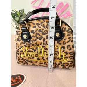 Von Dutch Women's Leopard Pony Hair Bowling Bag Satchel Handbag sale $169 MSRP thumbnail 7