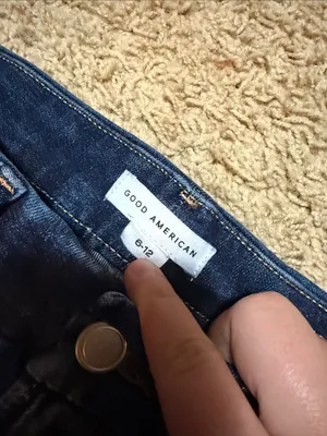 Good American Dark Blue Straight-Leg Distressed Jeans thumbnail 2