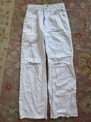Princess Polly White Wide Leg Jeans thumbnail 1