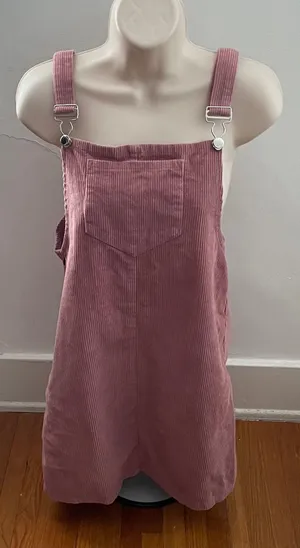 Pink Corduroy Overall Bib Pinafore Suspender Dress, size S thumbnail 1