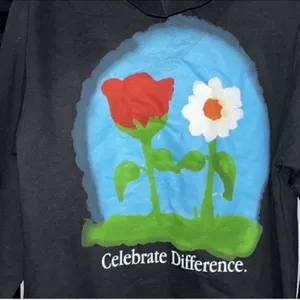 Petals and Peacock Oversized Unisex Black Hoodie(Size Small) thumbnail 4