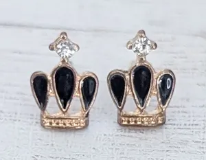 Crown Design Stud Earrings Dainty thumbnail 1