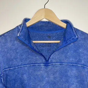SO Lounge Life | Blue Stonewashed Quarter Zip Sweatshirt | Medium thumbnail 4
