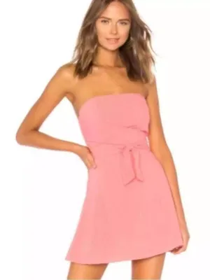 Revolve By‎ the Way. Jenny Tube Front Tie Textured Coral Mini Dress small thumbnail 1