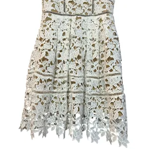 L'ATISTE White Guipure Lace Mini Dress S Bridal Shower Bachelorette Nude Lining thumbnail 5