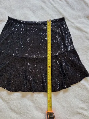 Free People FP One Extraordinarily Extravagant Black Sequin Mini Skirt M Flounce thumbnail 5