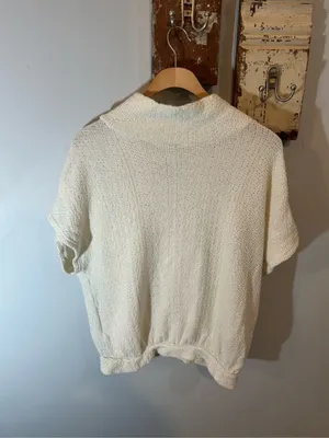 Free People “Life’s a Beach” Knit Short Sleeve Sweater | Ivory thumbnail 2