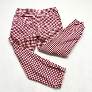 Universal Language Gingham Trousers Womens Size SS Red White Check Cotton‎ Pants thumbnail 10