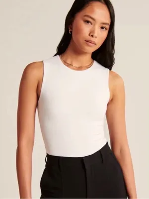 Abercrombie & Fitch Double Lined White Crewneck Bodysuit thumbnail 1