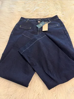 FLAMINGALS Dark Blue Wide-Leg Women's Jeans size XL brand new inseam 30” thumbnail 7