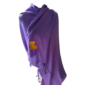 Olly Oxen Louisiana Scarf Purple Gold Embroidered State Fringe LSU Game Day thumbnail 2