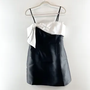 Hutch Serena Formal Cocktail Bow A Line Mini Dress White Black 14 thumbnail 2