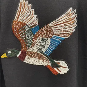 Cabela's Duck hunting mallard duck sequin glitter Black Sweater with Duck Design! thumbnail 2