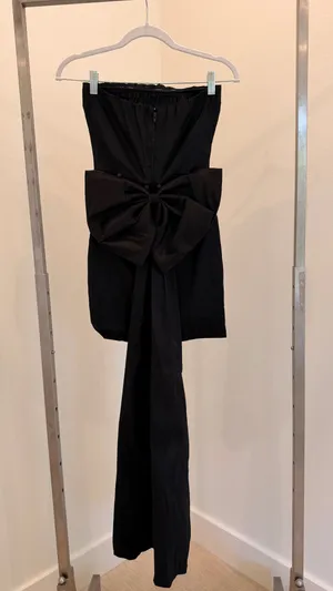 * allison & kelly strapless taffeta bow back mini homecoming dress with detachable bow train size small thumbnail 4