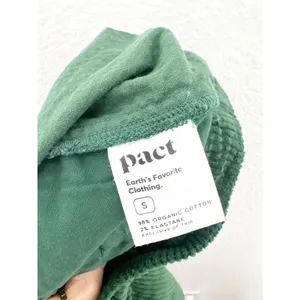 Pact Organic Cotton Corduroy Wide Leg Cropped Pants Size Small Green thumbnail 7