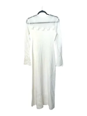 CoMMENSE Wool-Blend 3D Flower Lettuce Trim Sweater Dress Small NWT sold out thumbnail 3