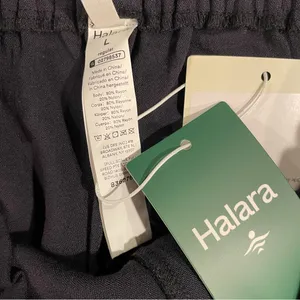 Halara High Waist Wide Leg Pants NWT Cropped Cuff Hem Black Women L Pockets Work thumbnail 5