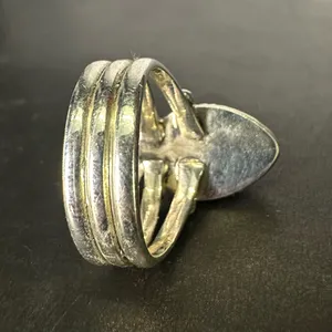 Sterling Silver Pink and Green Moonstone Two Stone Triple Band Ring Size 7 thumbnail 5