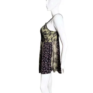 Thorn & Fable Green Lace Patchwork Floral Mini Dress M strappy corset Fairycore thumbnail 2