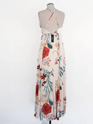 Lulus - Still The One Floral Faux Wrap Gown In‎ Cream Floral Print thumbnail 3