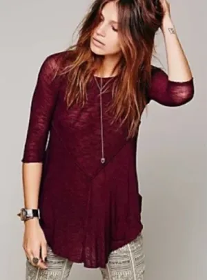 NWT Free People Maroon Top thumbnail 1