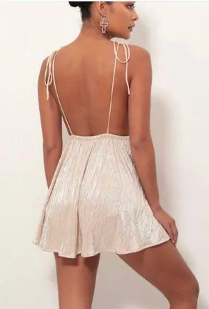 Lucy in the Sky Champagne Backless Romper thumbnail 2