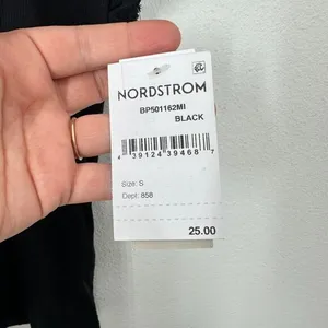 bp Nordstrom Women's‎ Black Scoop Neck Cropped Ribbed Casual Everyday Tee Shirt thumbnail 2