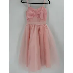 AURA Tulle Bow‎ Midi Dress Womens Small Pink Sweetheart Balletcore Coquette thumbnail 2