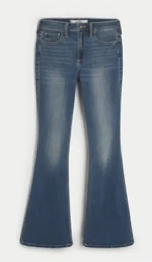 NWT Hollister Curvy High-Rise Medium Wash Flare Jeans 23/000L thumbnail 1