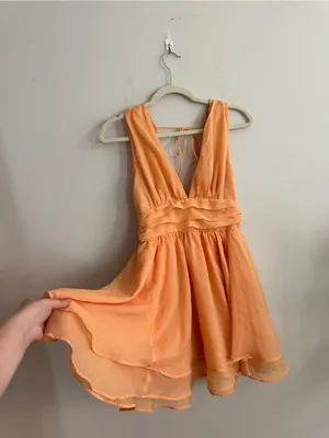 Abercrombie & Fitch Orange Sleeveless V-Neck Plunge Mini Dress SIZE S thumbnail 4
