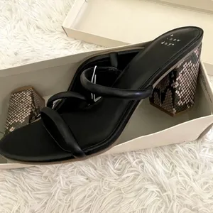 NWT A New Day Cass black snake block heel sandals thumbnail 2
