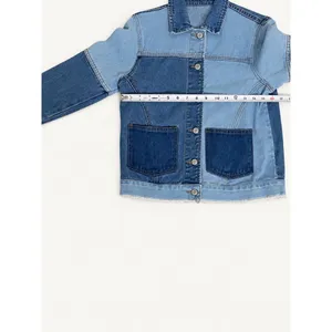 PacSun Womens XS Two-Tone Patchwork Denim Jacket Frayed Hem Blue Cotton Trucker thumbnail 5