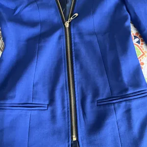 Angel Made In Italy Cobalt Blue Zip Blazer Size Small Boutique thumbnail 2