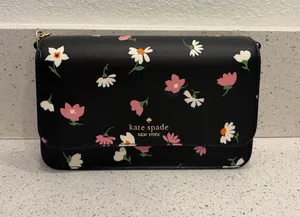 Kate Spade KF441 Madison Floral Waltz Flap Convertible Crossbody Black EUC thumbnail 1