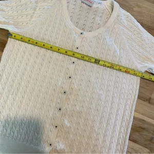 Cream Short Sleeve Button Down Sweater M (?) Size M thumbnail 3