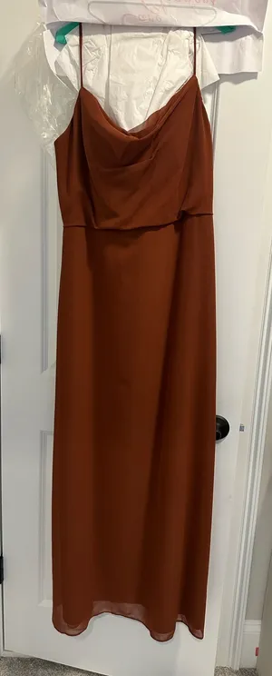 Revelry Chiffon Burnt Orange Gown thumbnail 1