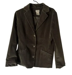 LL Bean Blazer Womens 10 Regular Brown Corduroy Stretch Classic Jacket‎ Pockets thumbnail 1