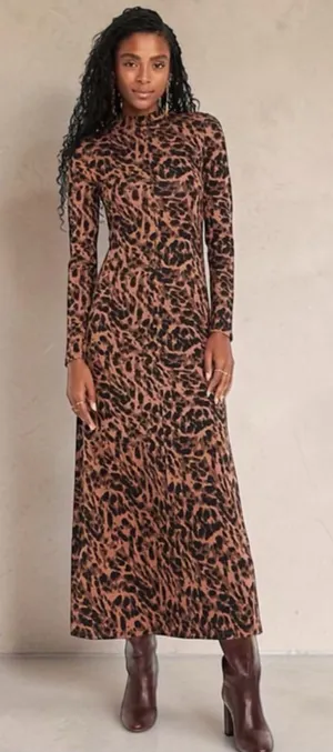Old Navy Mock Neck Leopard Maxi Dress NWT M thumbnail 1