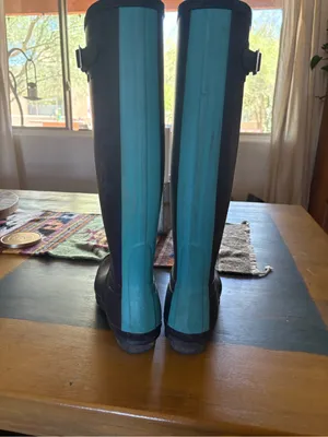Hunter Tall Rain Boots with Light Blue Rear Panel thumbnail 3