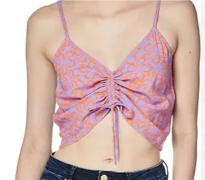 Roxy Vibrant Floral Ruched Crop Camisole Top -‎ Size Medium thumbnail 1