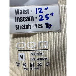 Ribbed‎ Long Sleeve Crop Top Thumbhole Leggings Set Workout Athleisure Cream M thumbnail 3